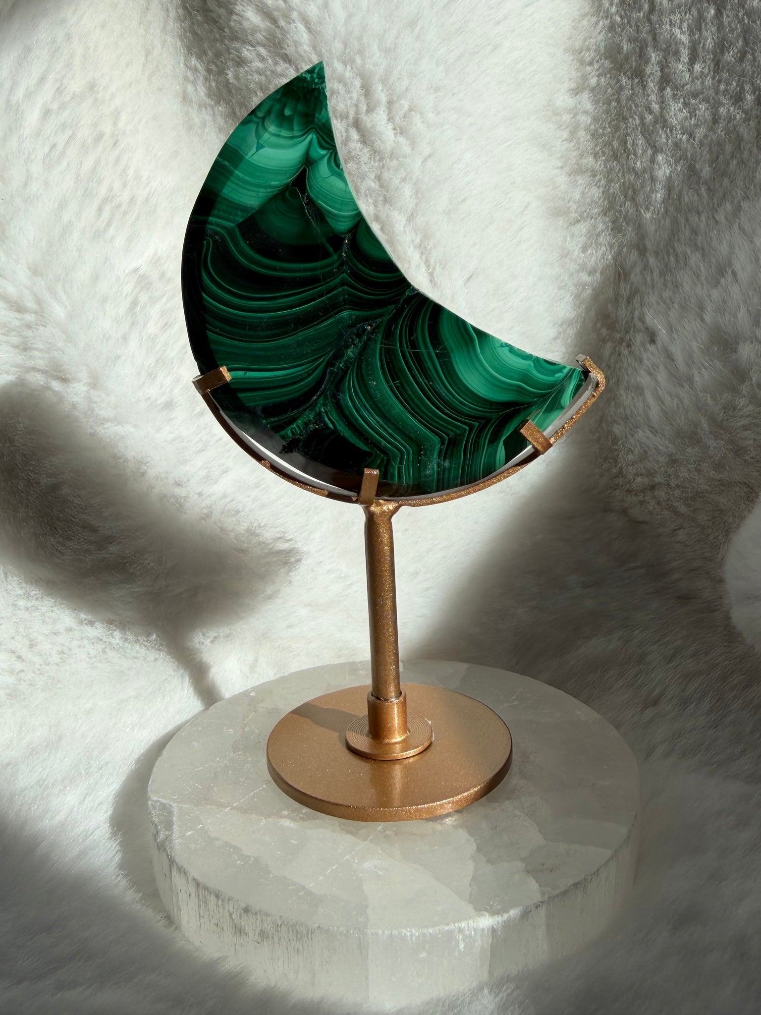 Malachite moon with stand