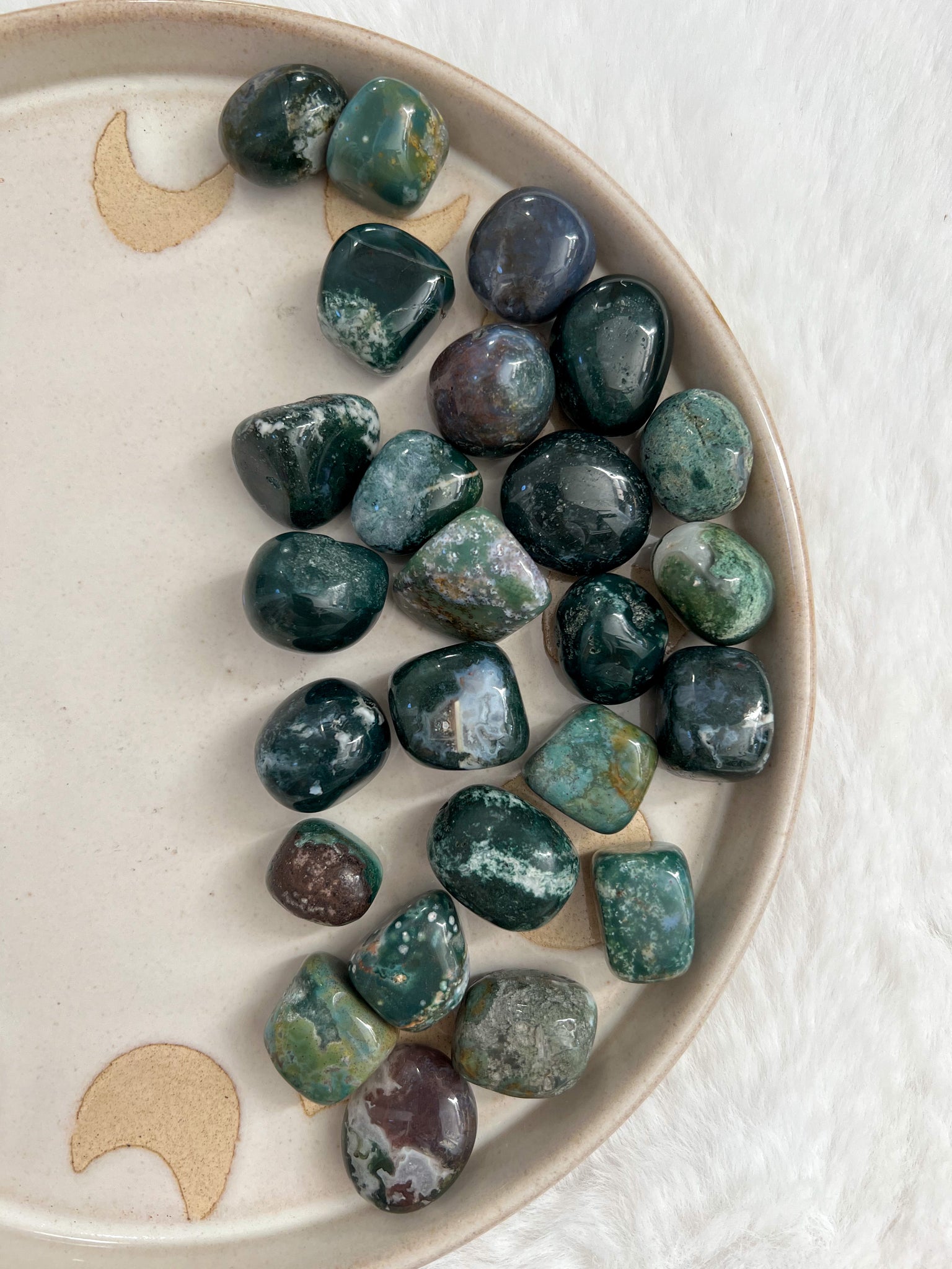 Moss agate tumble