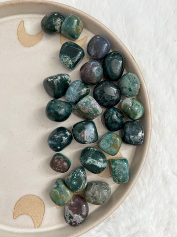 Moss agate tumble