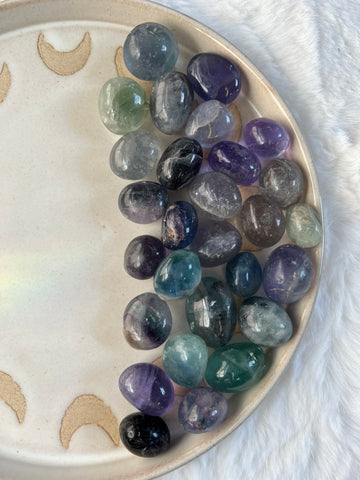 Fluorite tumbles