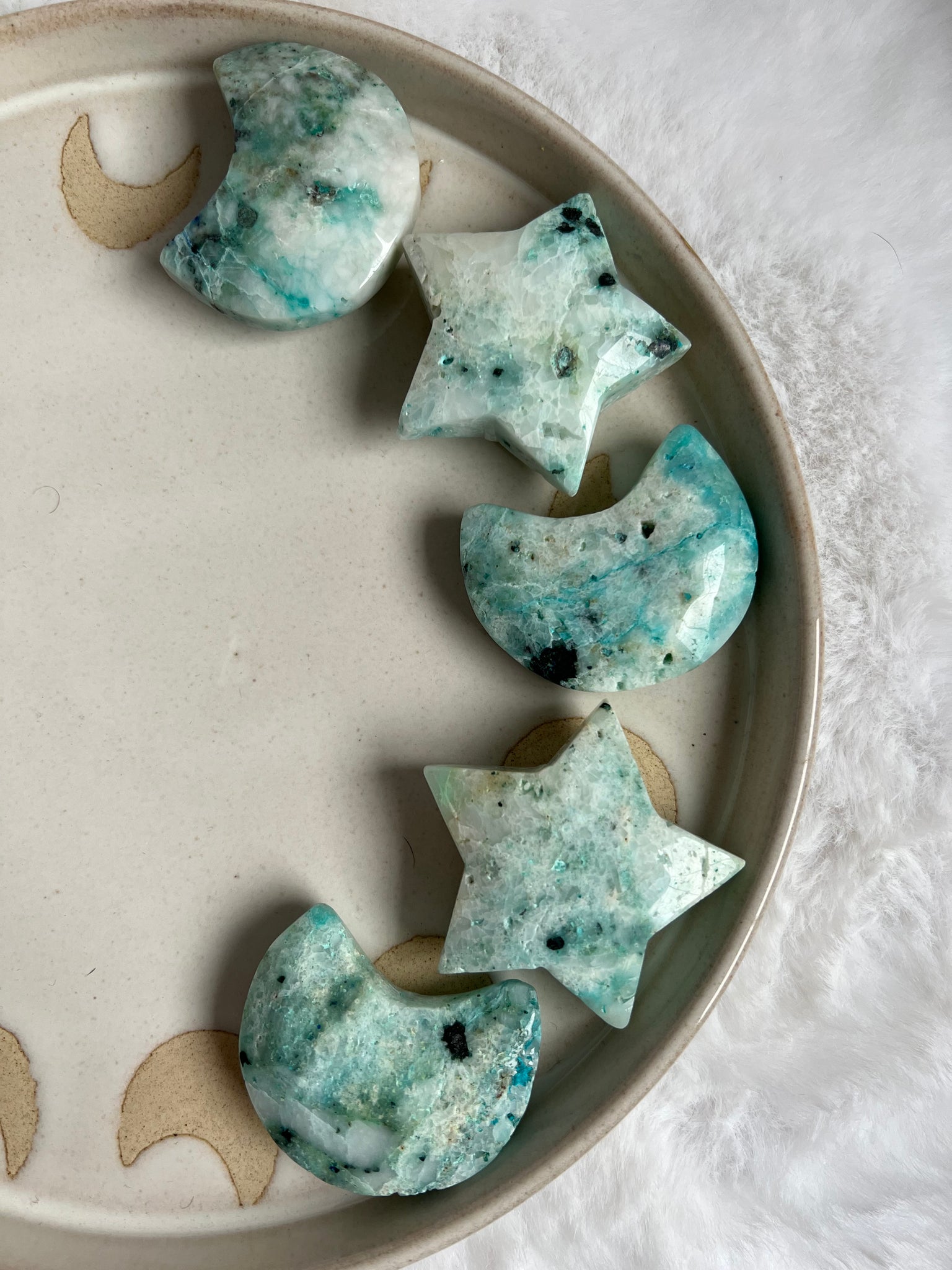 Pheonix stone- chrysocolla moons & stars