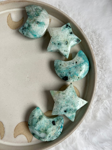 Pheonix stone- chrysocolla moons & stars