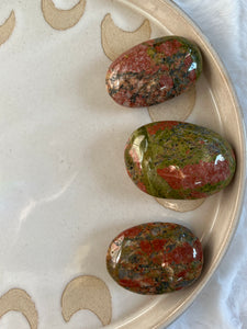 Unakite palm stone