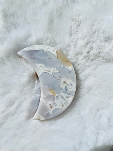 Druzy snow agate moons