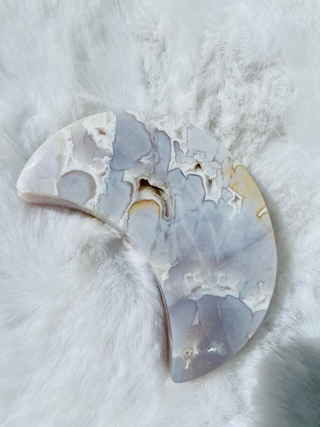 Druzy snow agate moons