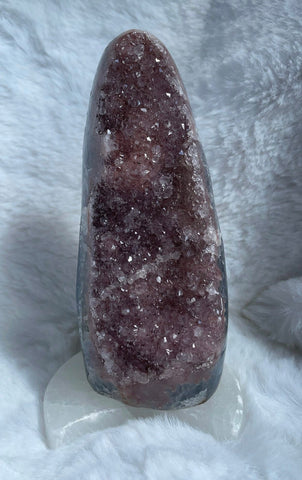 High grade Pink Amethyst cut base freeform
