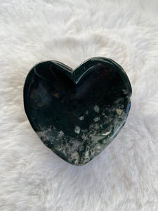 Moss agate heart bowl
