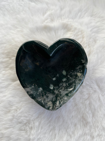 Moss agate heart bowl
