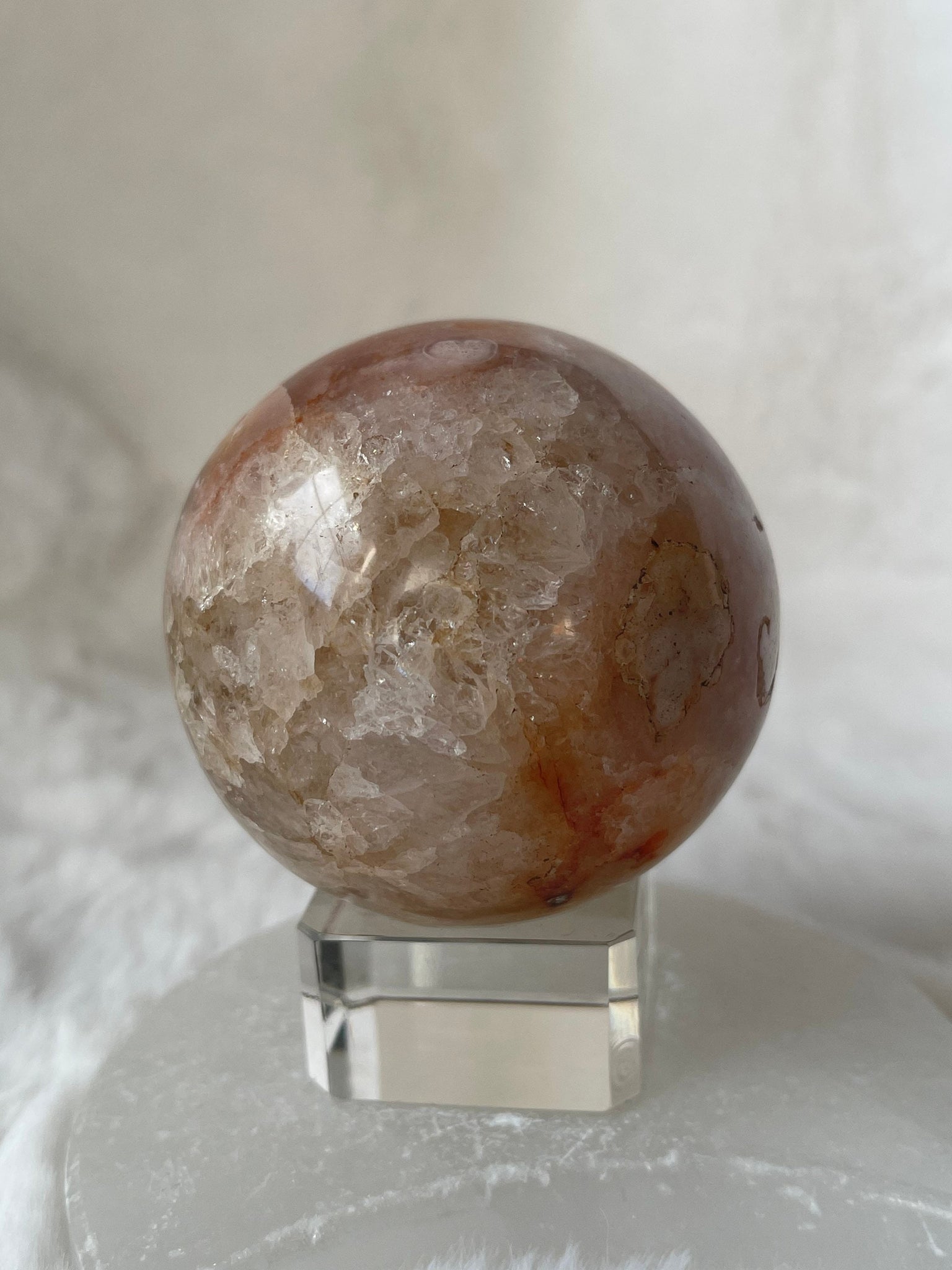 Flower agate sphere