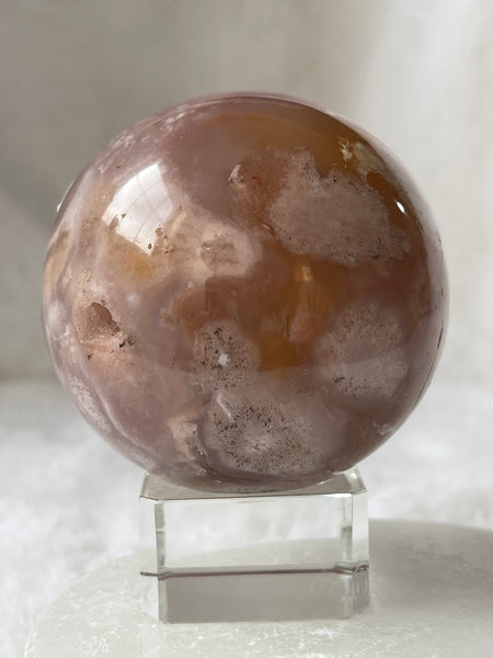Flower agate sphere