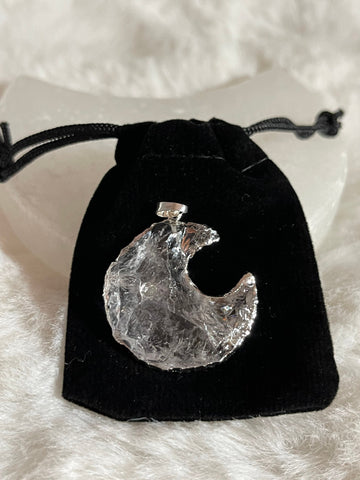 Himalayan clear quartz moon pendants