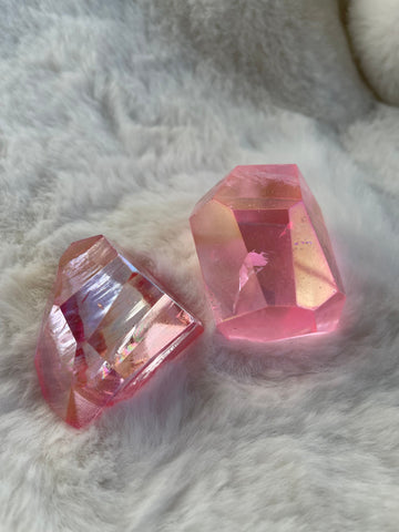 Pink aura quartz freeform
