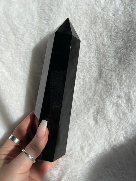 Large black obsidian towers