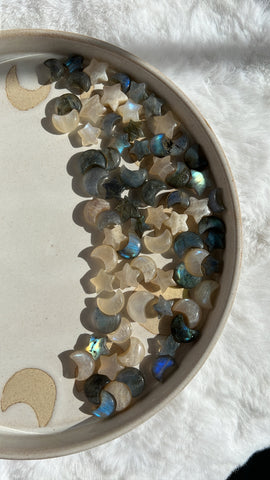 Mini Moonstone stars/ moons