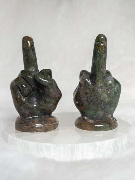 Crystal middle finger carving