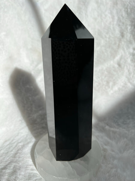 Large black obsidian towers