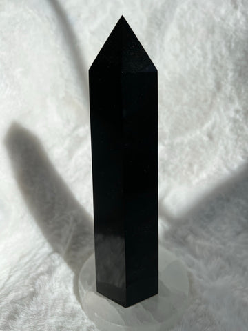 Large black obsidian towers