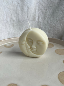 Luna moon and sun face candle