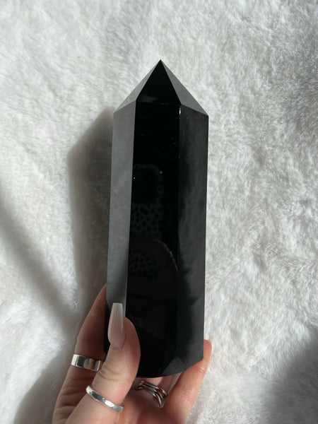Large black obsidian towers