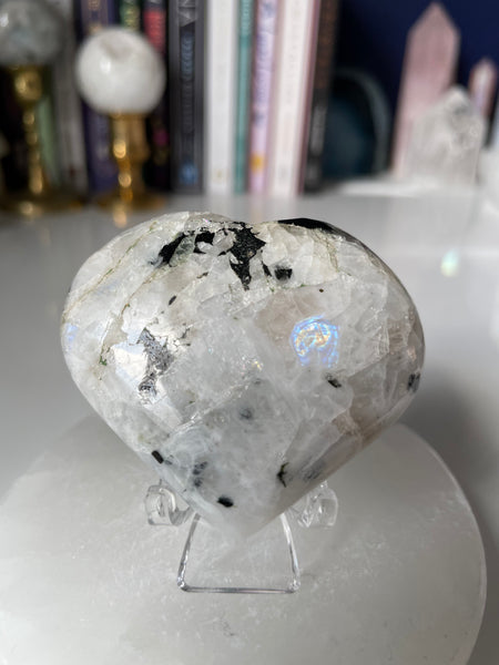 Rainbow moonstone heart